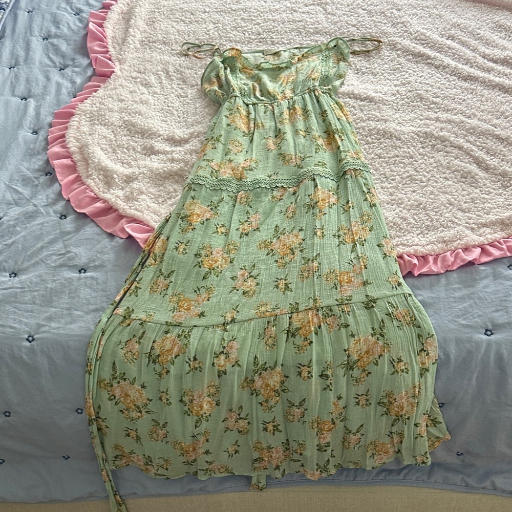 Green Floral ankle length dress